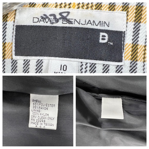 Vintage Yellow, Black and White Plaid Blazer by David Benjamin - Picture 12 of 16